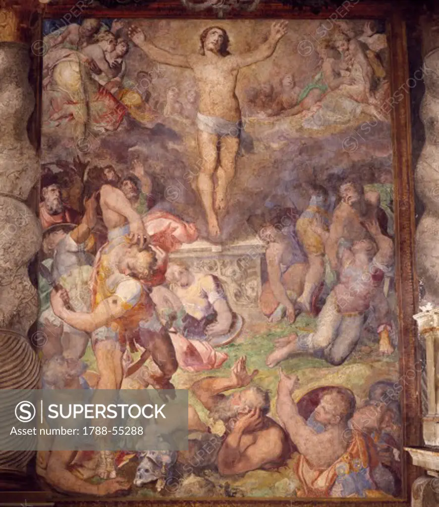Resurrection, 1569-1577, fresco by Marco Pino known as Marco da Siena (ca 1525-ca 1587), Oratory of the Banner, Rome. Italy, 16th century.
