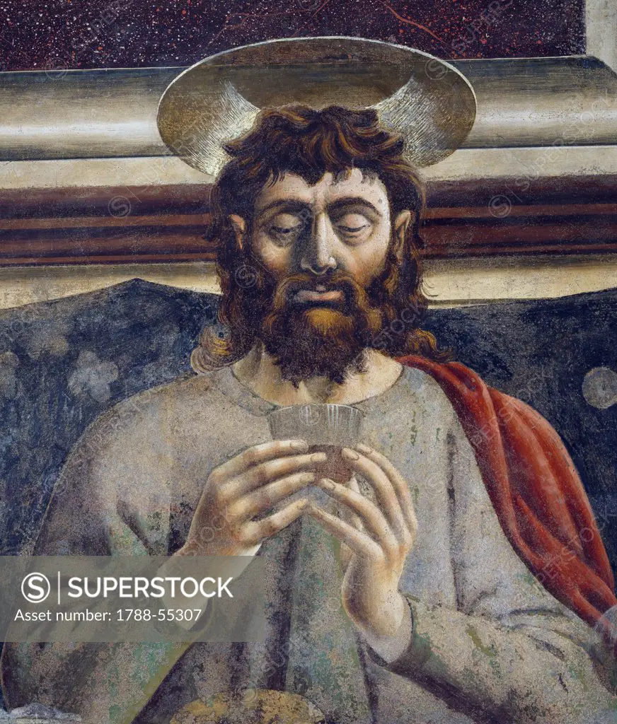 Saint James the Greater, detail from the Last Supper, fresco by Andrea del Castagno (1421-1457), 1450. Museum of the Convent of Santa Apollonia (Cenacolo di Sant'Apollonia), Florence. Italy, 15th century.