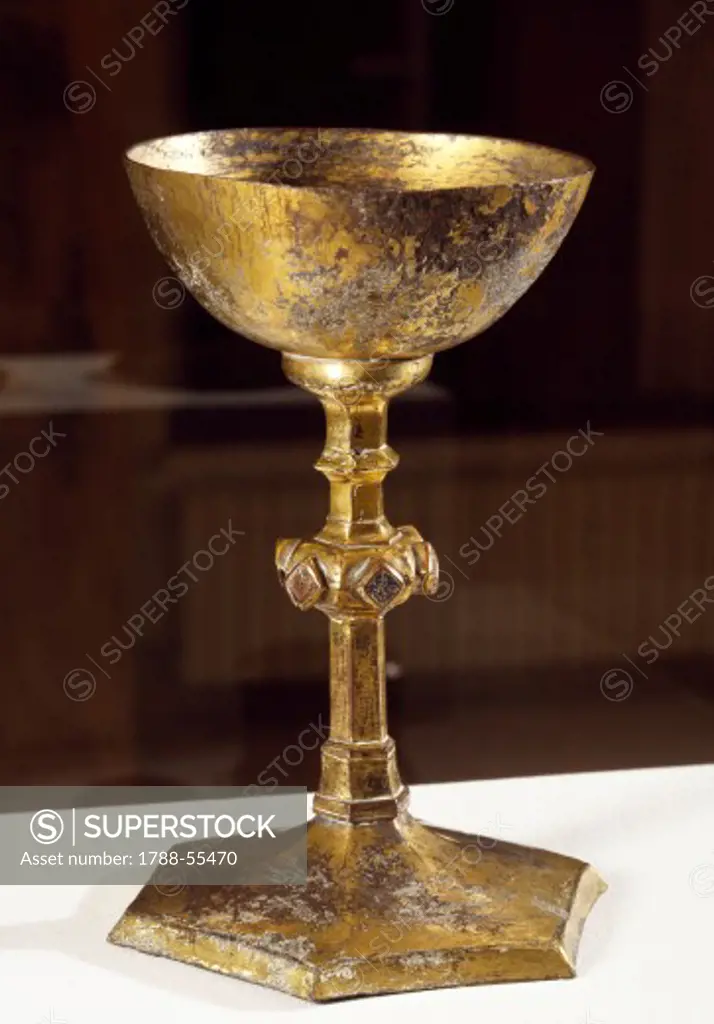 Goblet by Jean de Marigny, 1313, gilt copper and enamel. Collegiate of Ecouis. France, 14th century.