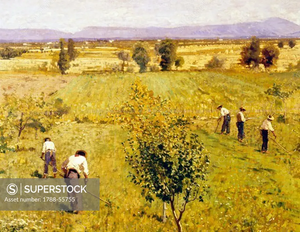 Harvest, by Guglielmo Ciardi (1842-1917), oil on canvas. Detail.