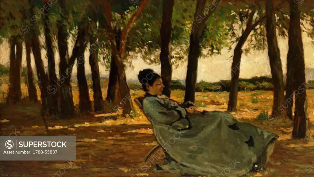 Mrs Martelli at Castiglioncello, by Giovanni Fattori (1825-1908), oil on canvas, 20x35 cm.