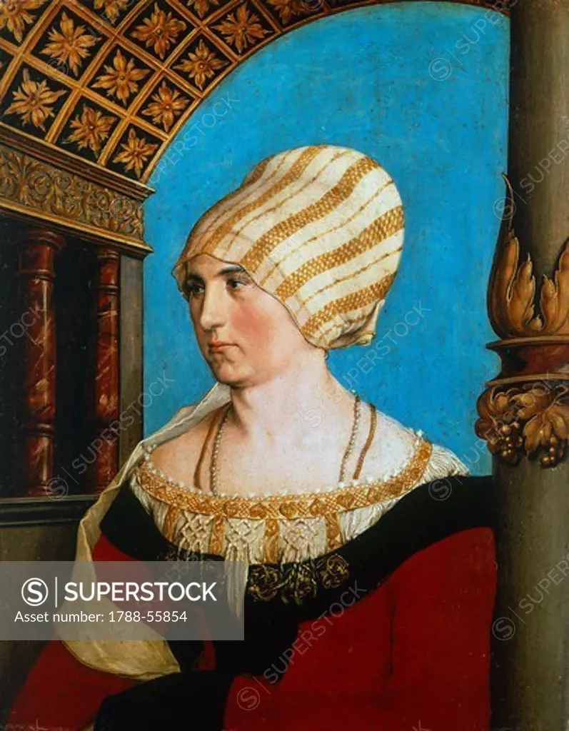Portrait of Dorothea Meyer, wife of Jakob Meyer, 1516, by Hans Holbein the Younger (1497-1543), oil and tempera on panel, 38x31 cm.