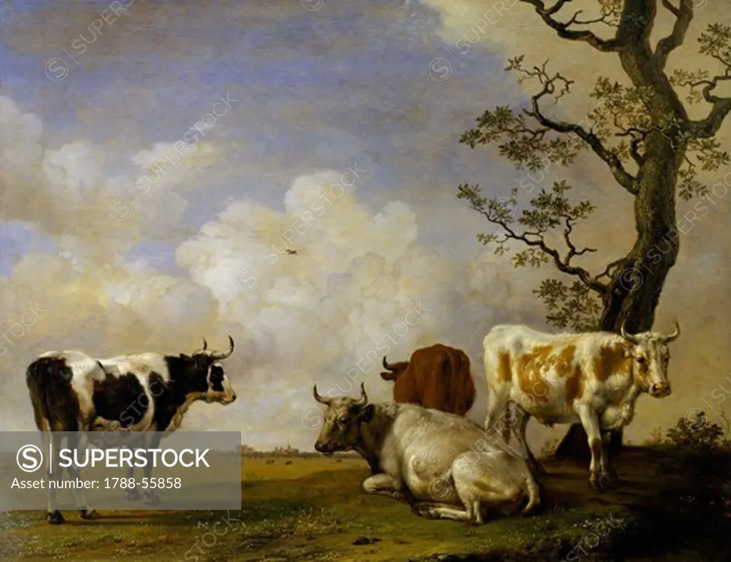 Four bulls, by Paulus Potter (1625-1654), oil on canvas, 57x67 cm.