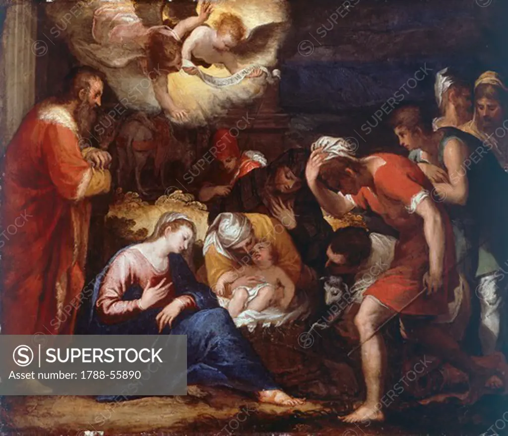 Nativity, painting by Johann Rottenhammer (1564-1625).