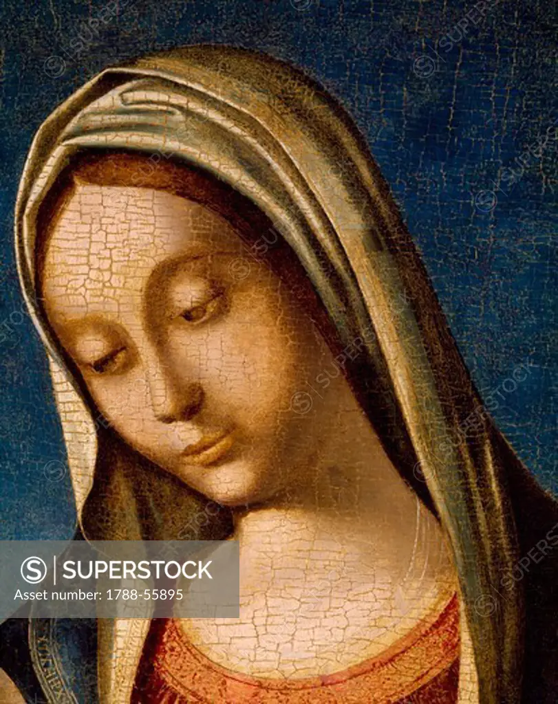 Our Lady of Grace, by Antonio de Saliba (born between 1466 - 1477- ca 1535), painting. Detail.