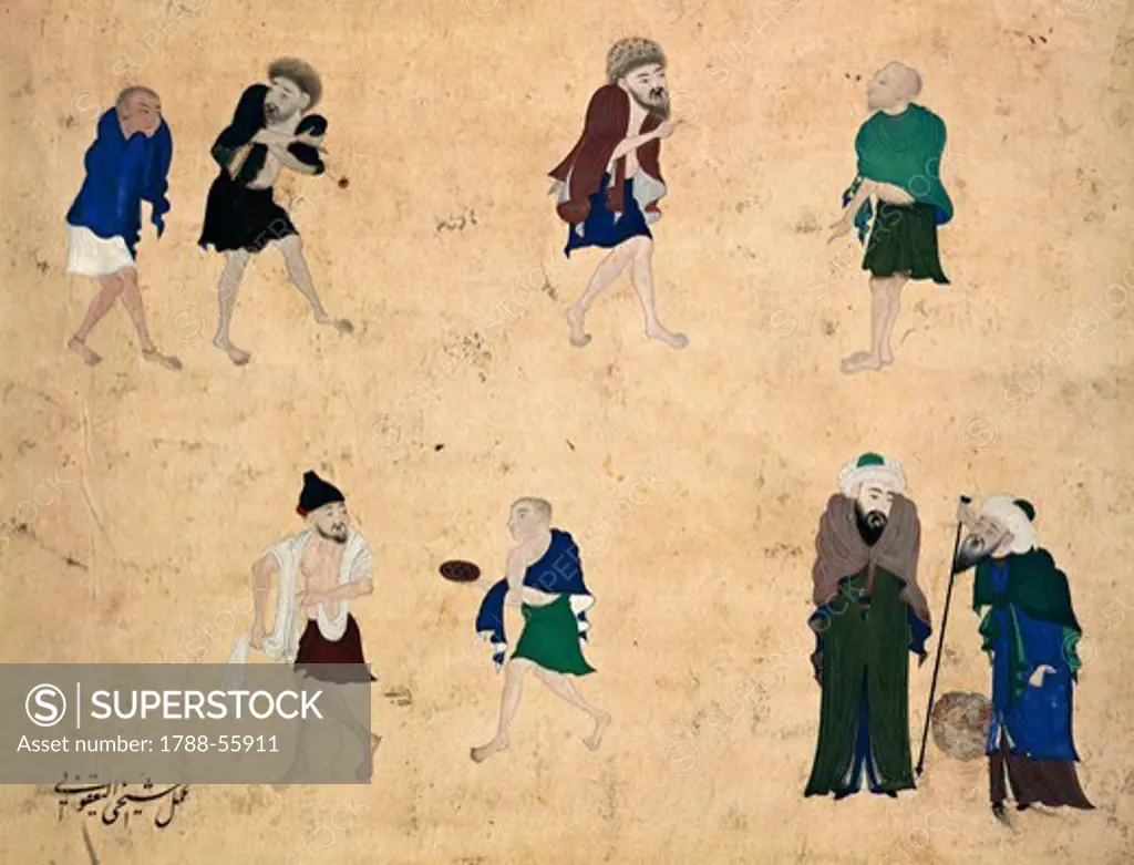 Life of the dervish, painting signed Yakubi, School of Tabriz, Iran, 15th century.