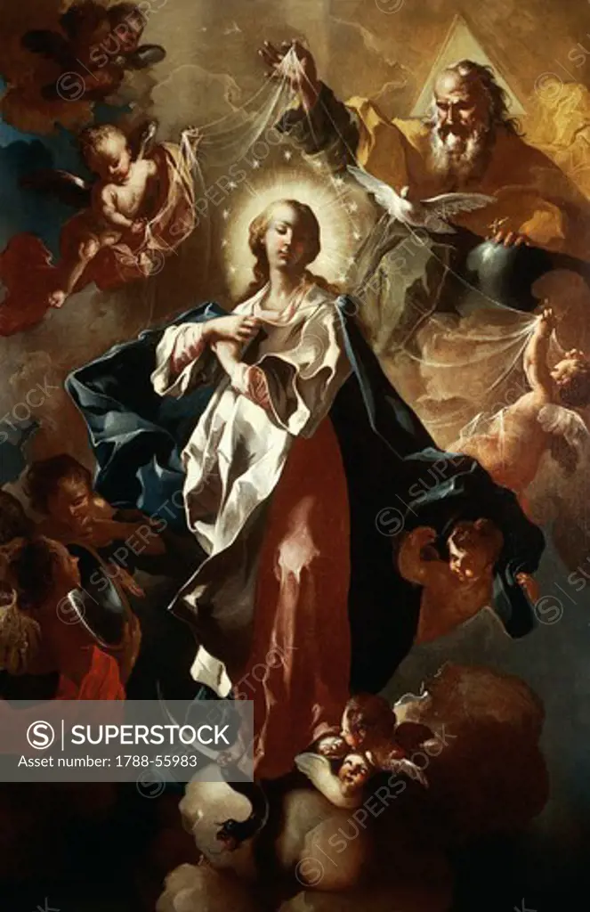 Immaculate Conception, by Lorenzo De Caro (1719-1777), oil on canvas.