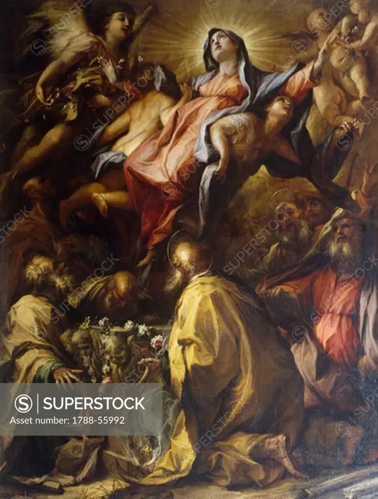 Assumption of the Virgin, 1697, by Alessandro Gherardini (1655-1723), Church of St Niccolo, Prato, Italy.