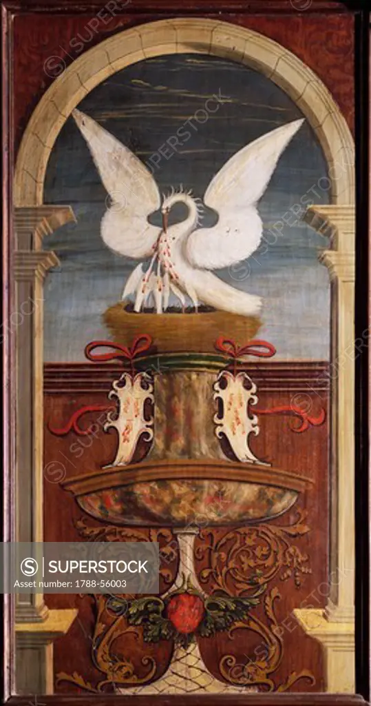 Detail from a 16th century fresco by the Lombard school, the choir loft of the Church of San Girolamo, Biella, Italy.
