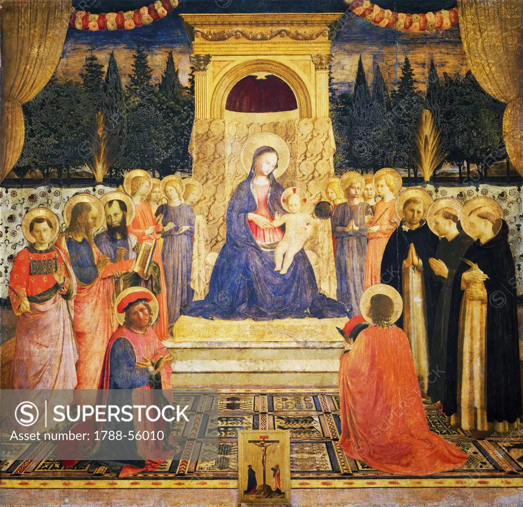 San Marco Altarpiece, 1438-43, by Fra Angelico, or Beato Angelico (ca 1400-1455), painting on wood, 220x227 cm.