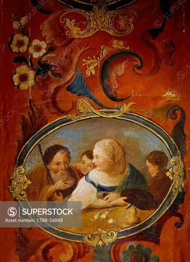 Allegory of Italy, farming family, detail from the Screen of Nations, by an unknown 18th century artist.