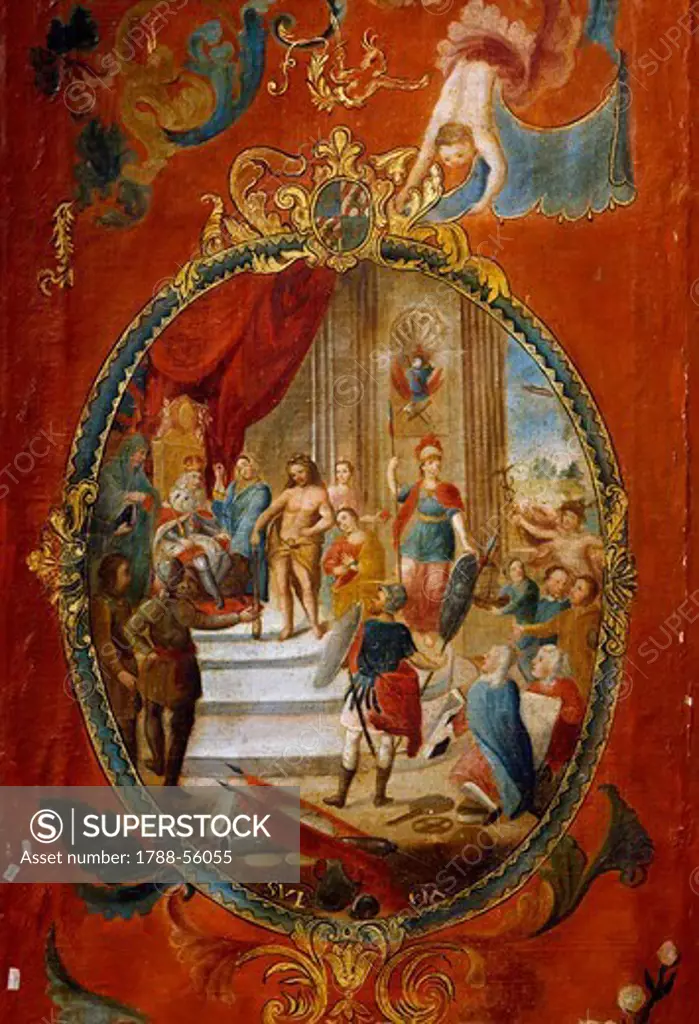 Allegory of Sweden, detail from the Screen of Nations, by an unknown 18th century artist.