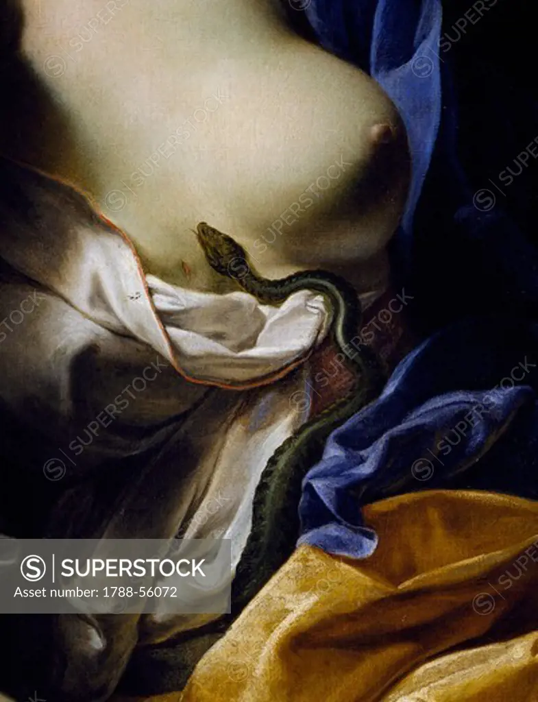 The asp, detail from the Death of Cleopatra, by Antoine Rivalz (1667-1735), oil on canvas, 123x101 cm.