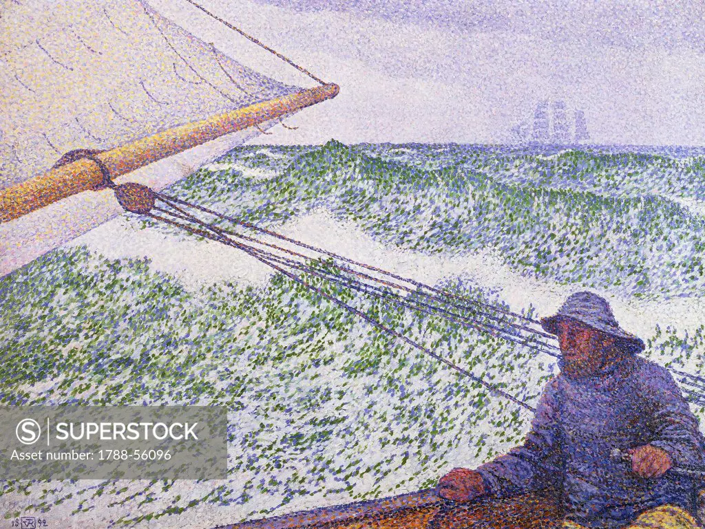 Man at the helm, portrait of Signac, 1892, by Theo van Rysselberghe (1862-1926), oil on canvas, 60.2x80.3 cm.