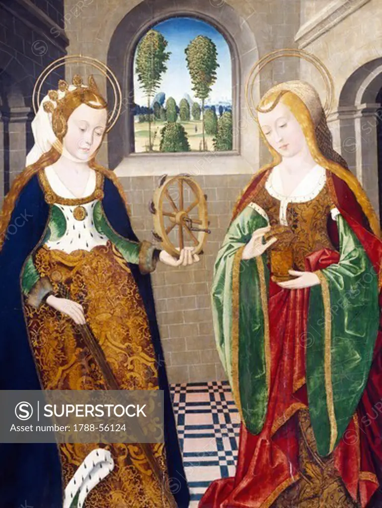 St Catherine of Alexandria and Saint Mary Magdalene, painted by the Master of Osma, Spain, 16th century.