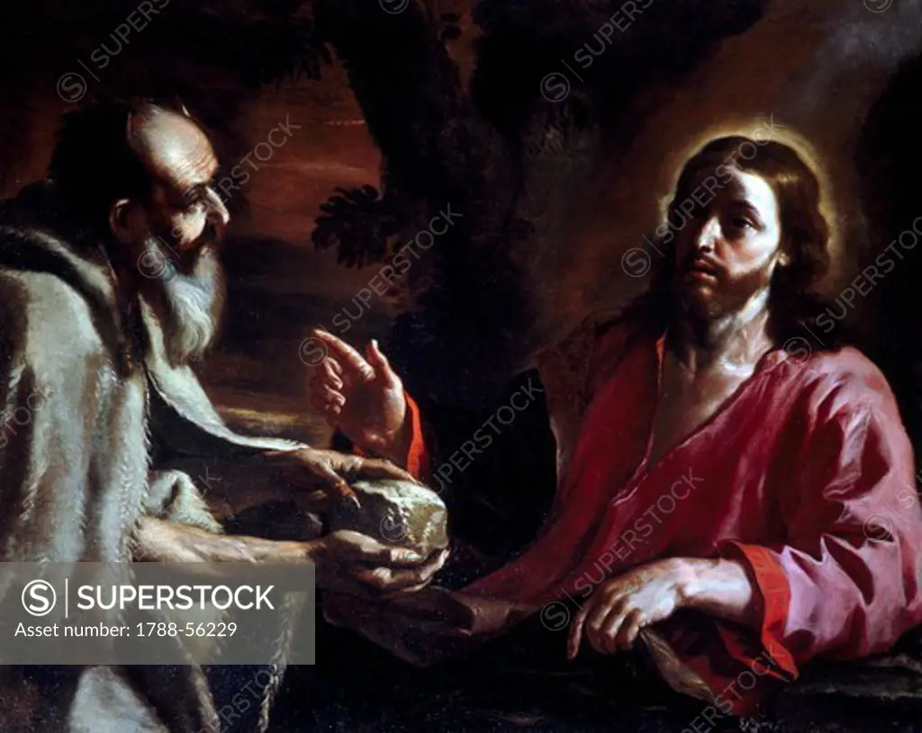 Christ tempted by Satan, by Mattia Preti (1613-1699), oil on canvas, 105x133 cm.