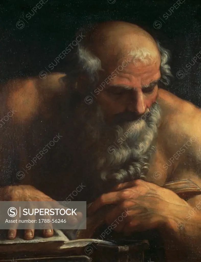 St Jerome, by an unknown artist from Bologna, 17th century, oil on canvas, 73x59 cm.