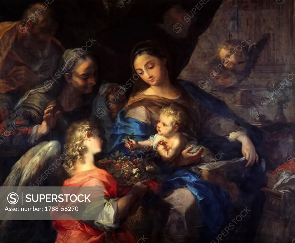 Holy family, by Francesco Mancini (ca 1679-1758), painting.