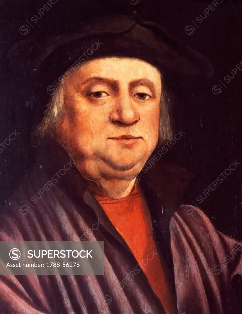 Portrait of a man (Martin Luther), painting from the School of Utrecht in the 16th century, oil on wood.