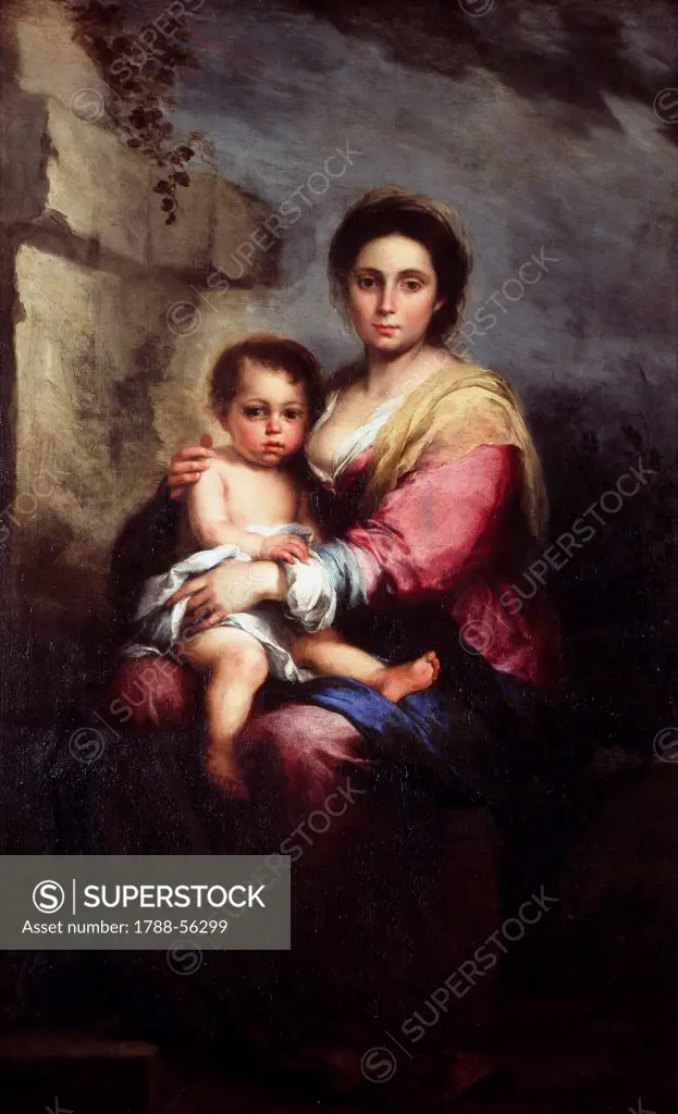 Virgin of the milk, by Bartolome Esteban Murillo (164x108), oil on canvas, 164x108 cm.