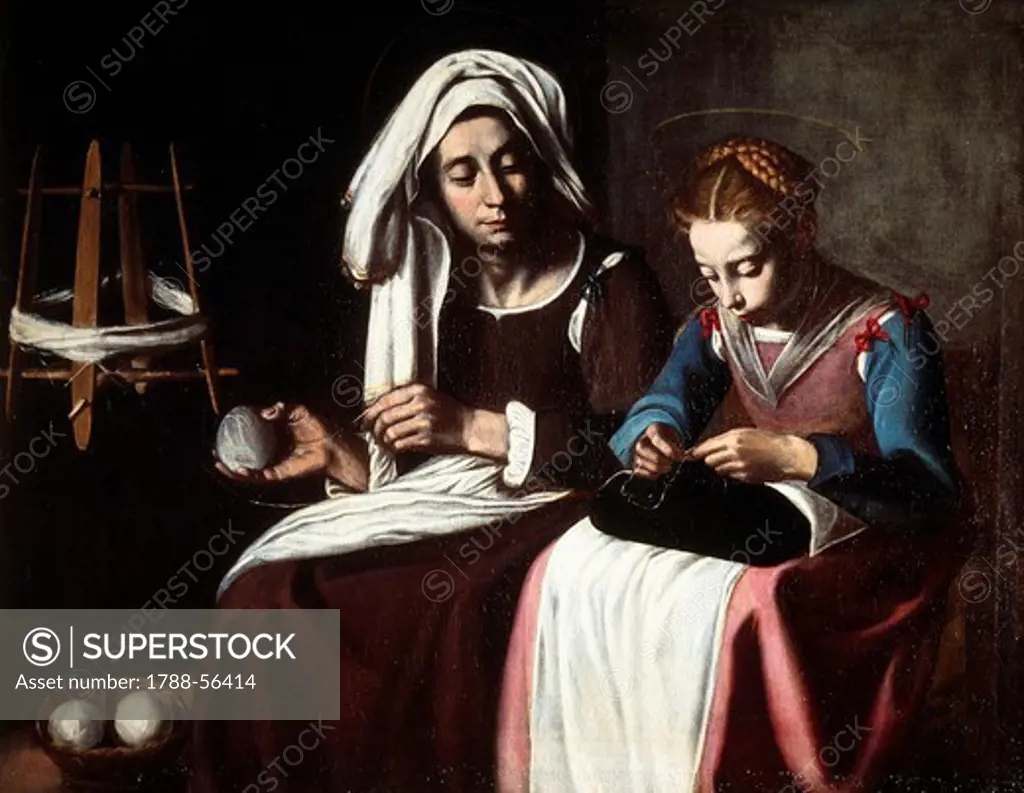 Virgin and St Anne, by the Roman school, 17th century, oil on canvas, 101x131 cm.