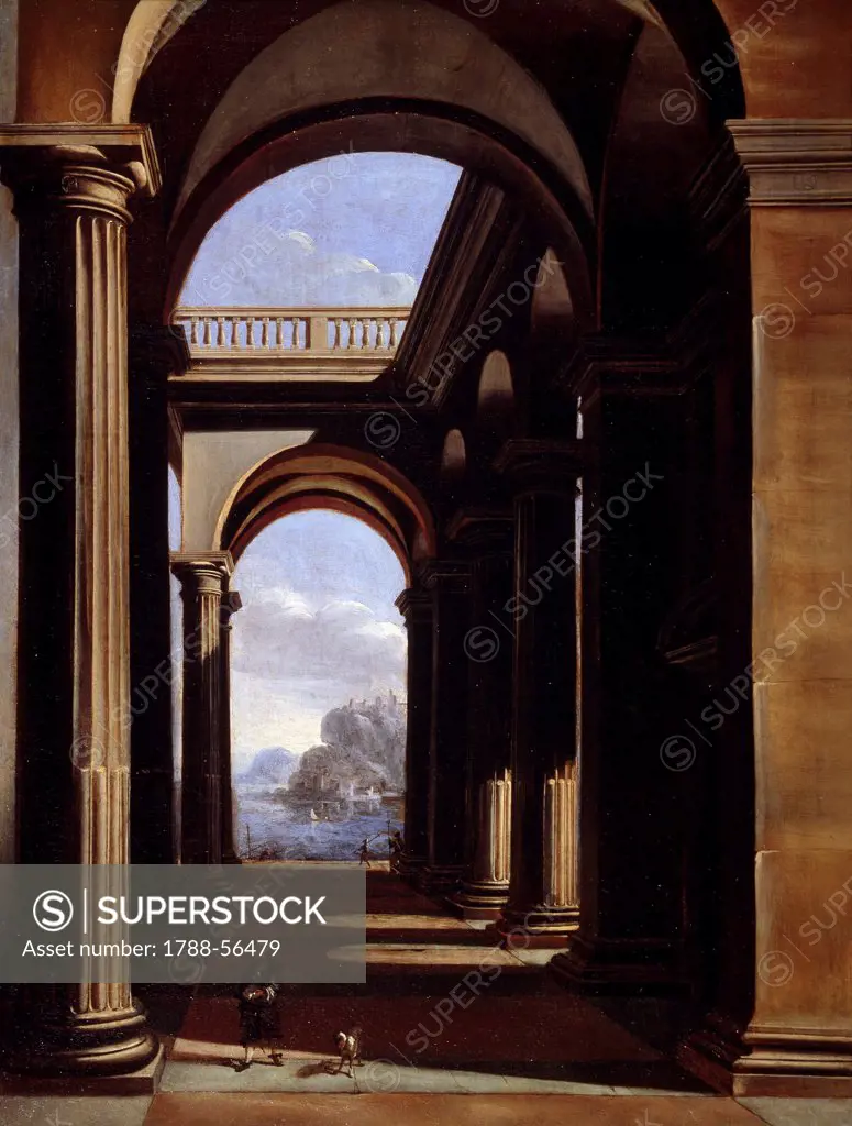 Colonnade, by Viviano Codazzi (ca 1604-1670), oil on canvas, 73x98 cm.