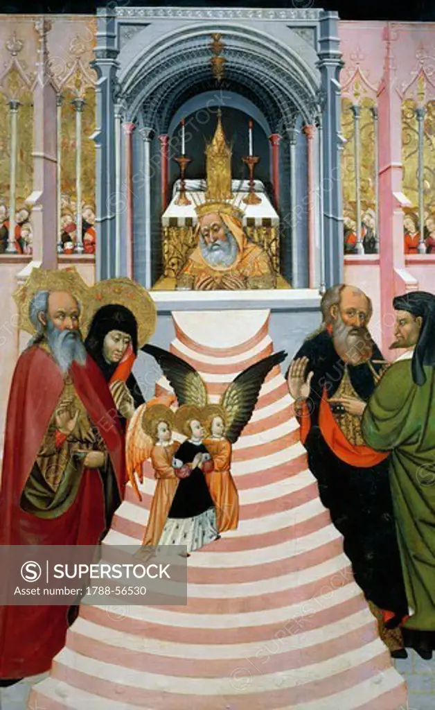 The Presentation of Mary in the Temple, altarpiece from Verdu, 1432-34, by Jaume Ferrer II known as The Younger (active between 1430 and 1460-1470), oil on canvas, 159x93 cm.