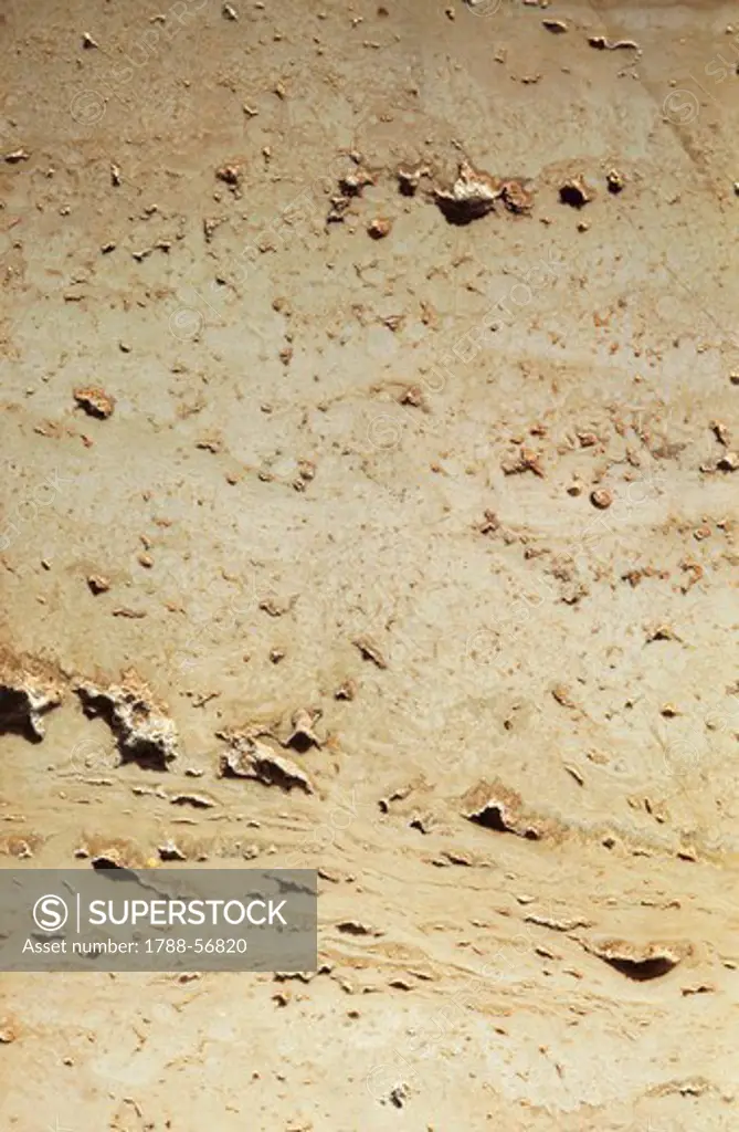 Travertine, calcareous sedimentary rock.