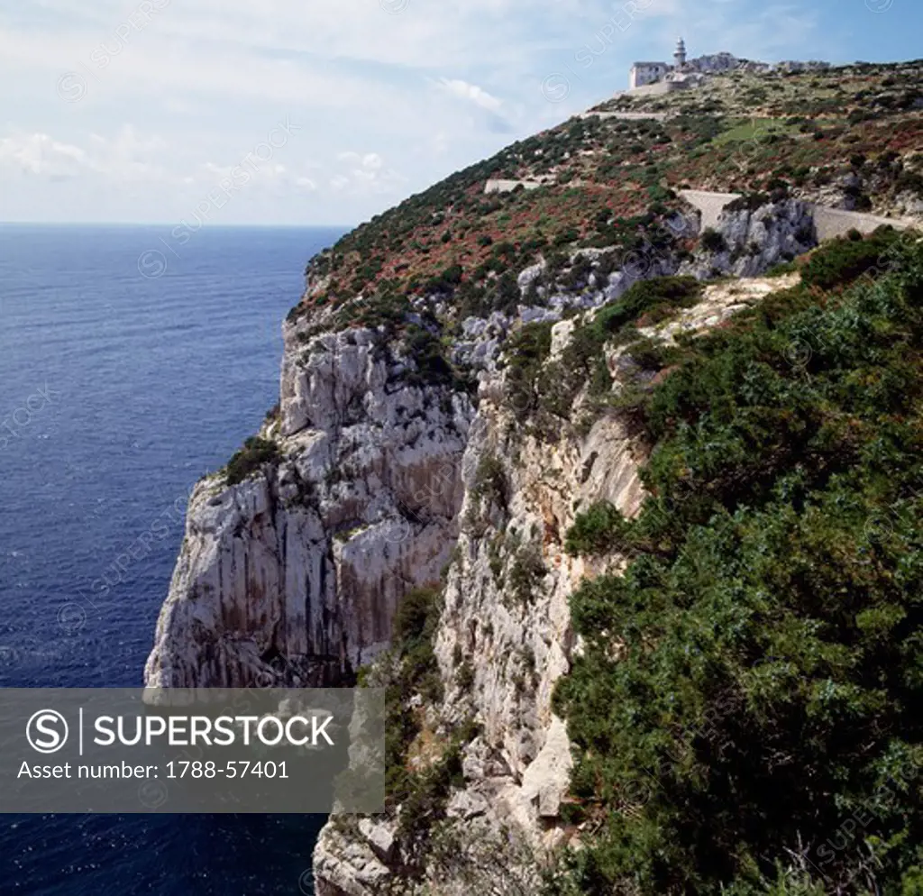 Capo Caccia, limestone promontory, north-west extremity of Sardinia, Italy.