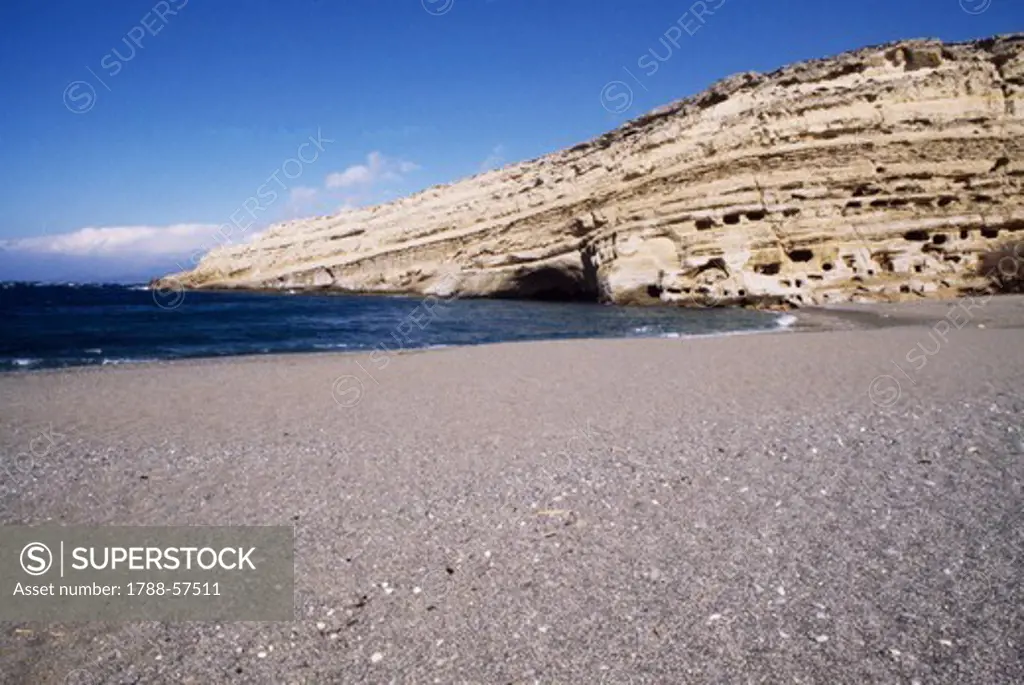 Beach in the Gulf of Mesaras, Crete, Greece.