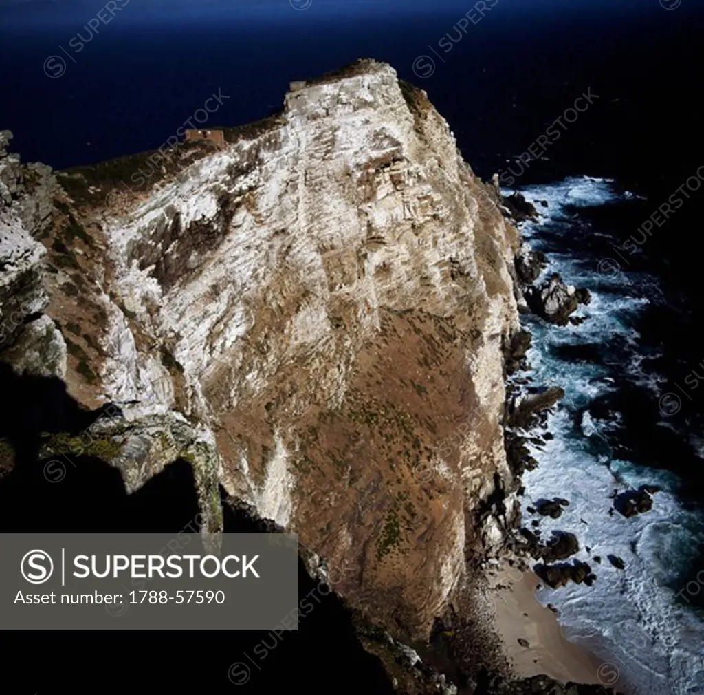 Cliff near the Cape of Good Hope, southernmost tip of South Africa's Cape Peninsula, South Africa.