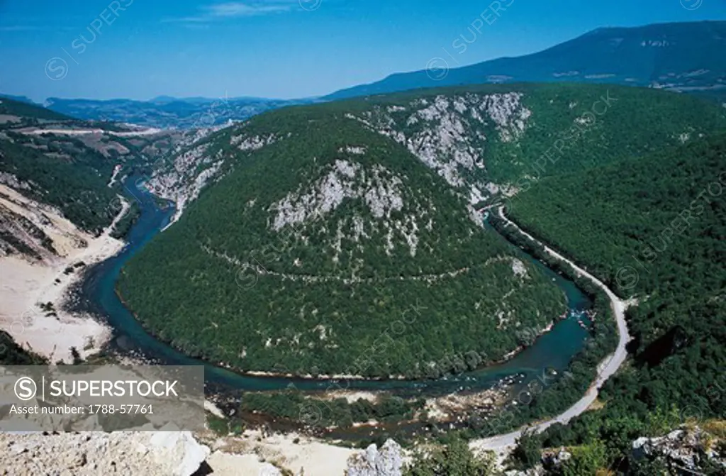 Bight created by the Vrbas River, Bosnia and Herzegovina.