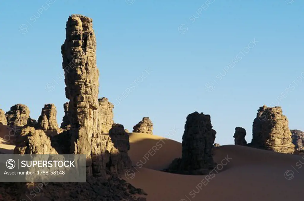 Result of erosion in the Tassili n'Ajjer mountain range (UNESCO World Heritage List, 1982), Sahara Desert, Algeria.