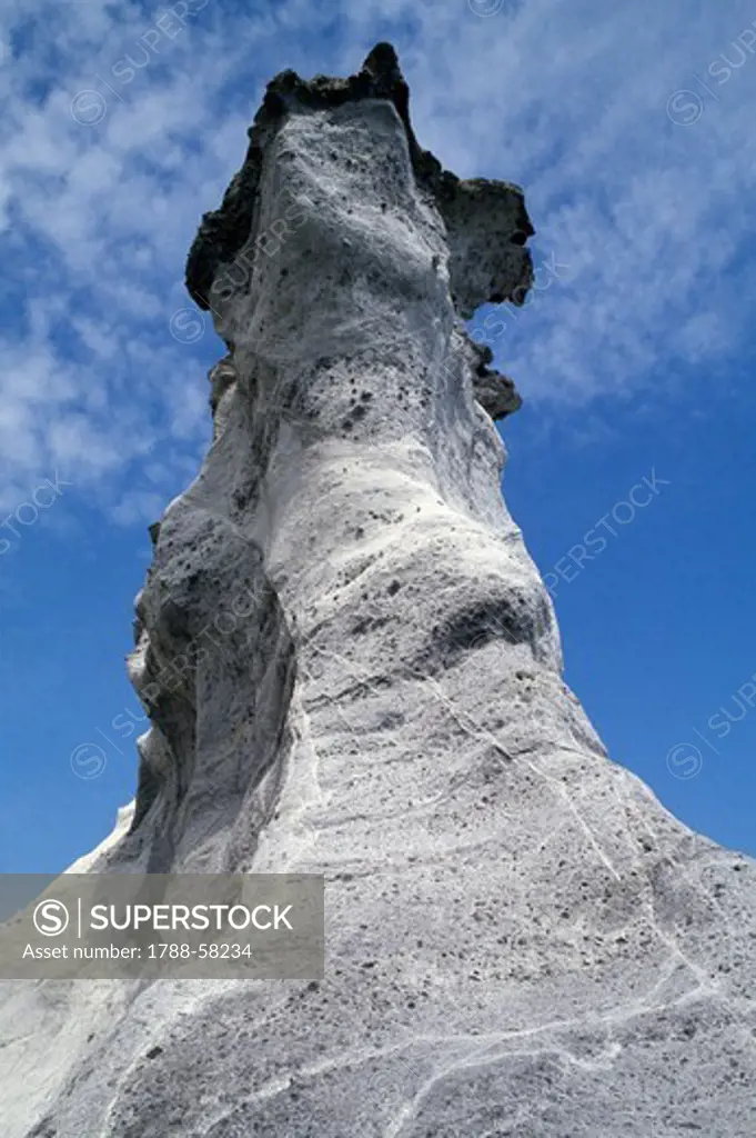 La Foca (Seal) rock, eroded tufa limestone, Piana Bianca, Ponza Island, Pontine Islands, Lazio, Italy.