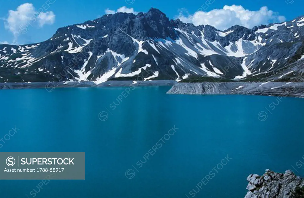 Alpine lake, Brandnertal region, Vorarlberg, Austria.