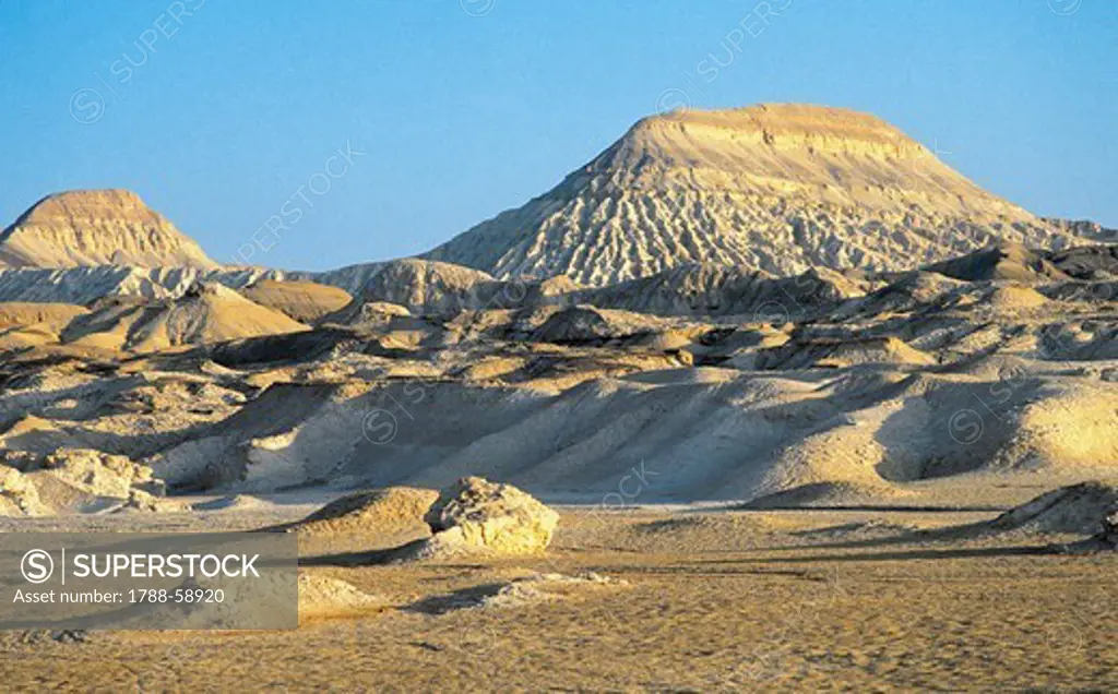 Rock formations eroded by wind, desert of the Sinai Peninsula, Egypt.