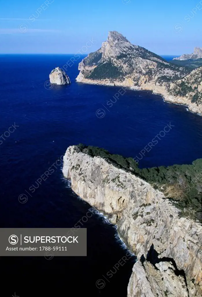 Rocky coastline, Cape Formentor, Majorca, Balearic Islands, Spain.