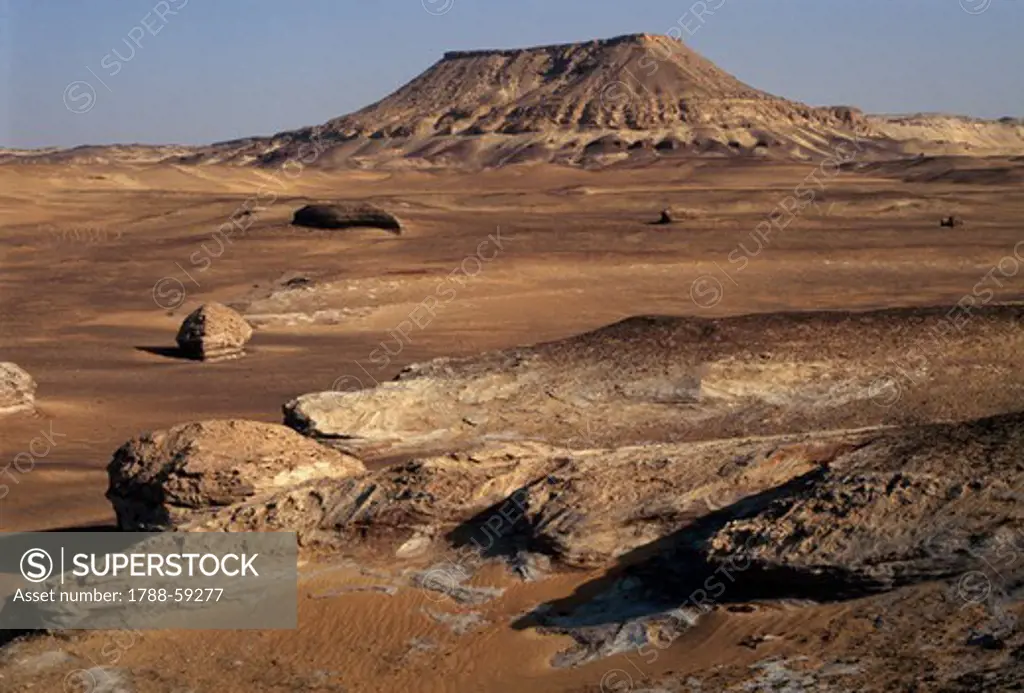 The Black Desert around the Bahariya Oasis, Libyan Desert, Egypt.