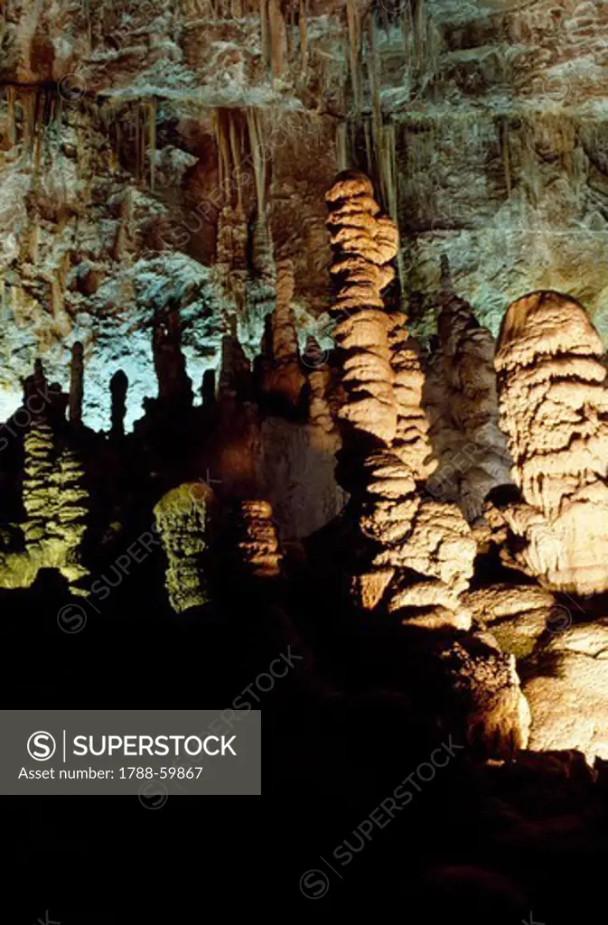 Stalactites in Grotta Gigante (Giant Cave), municipality of Sgonico, Friuli-Venezia Giulia, Italy.