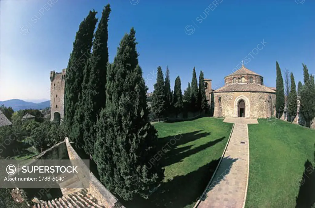Facade of a church, Church Of Sant' Angelo, Perugia, Italy