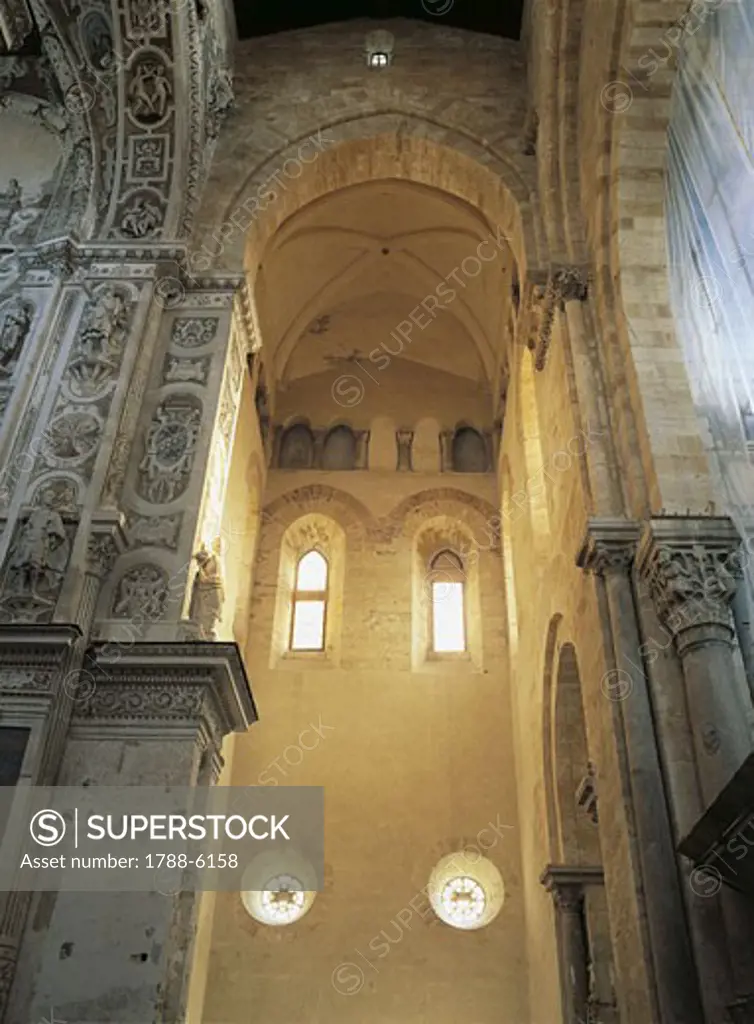 Low angle view of a cathedral, Cefalu, Sicily, Italy