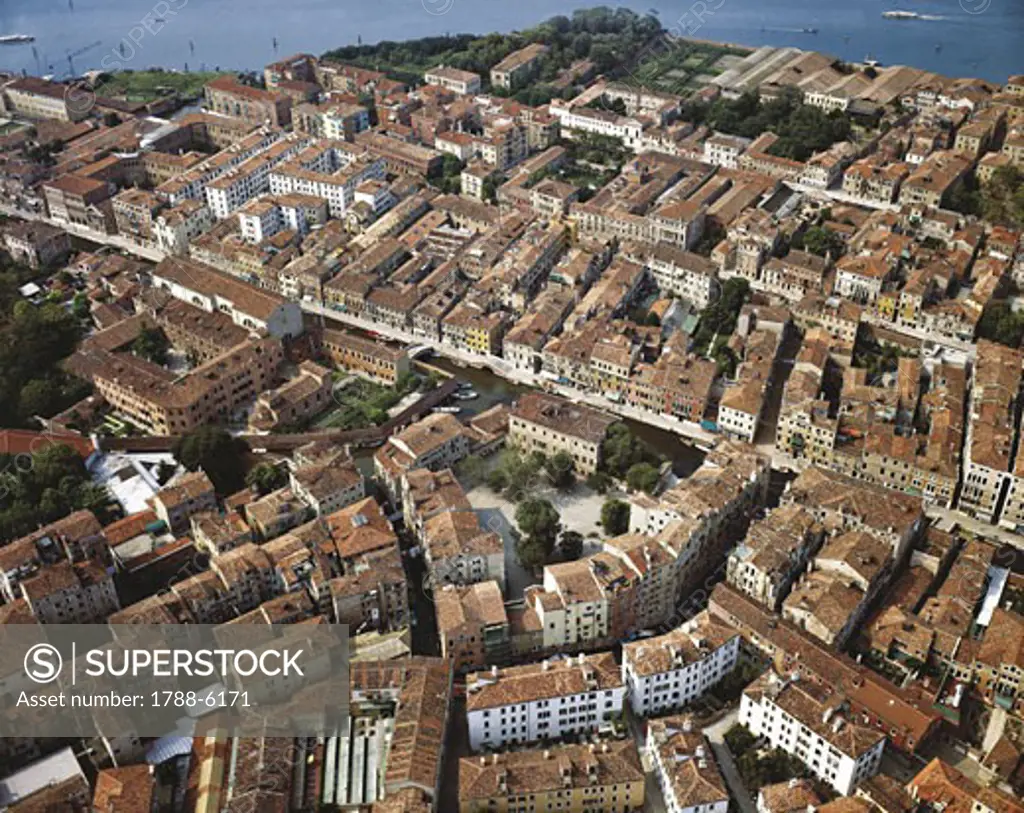 Italy - Veneto region - Venice. 'New Ghetto'. Aerial view