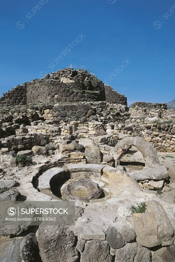 Italy, Sardinia Region, province Medio Campidano, Su Nuraxi at Barumini, nuraghic ruins