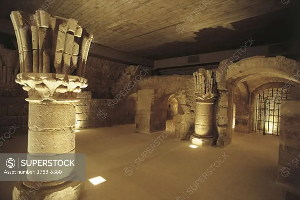 France - Ile-de-France - Paris (UNESCO World Heritage Site, 1991). Louvre Museum (Musee du Louvre), underground vestiges