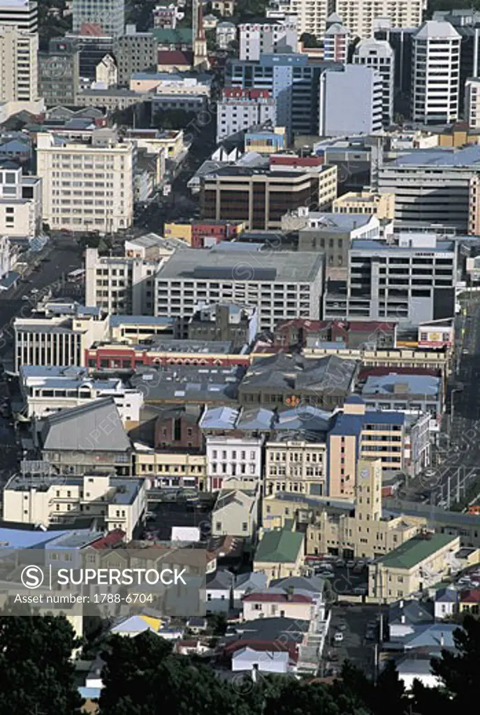High angle view of a town, Wellington, New Zealand