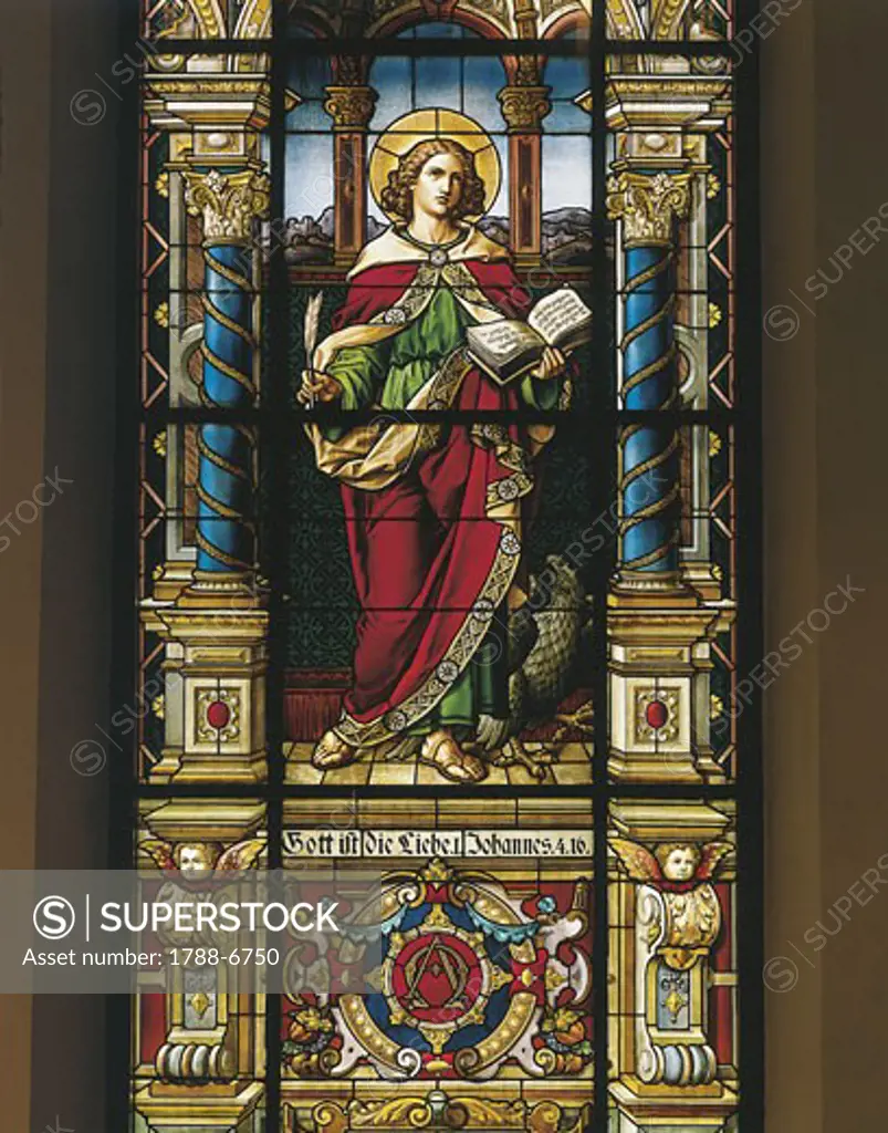 Stained glass window of St. John the Evangelist, Stockholm, Sweden