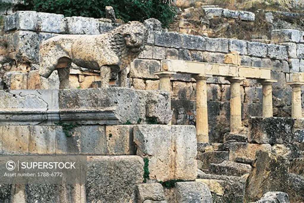 Libya - Cyrene, Archaeological Site (UNESCO World Heritage Site, 1982). Fountain near Apollo Sanctuary