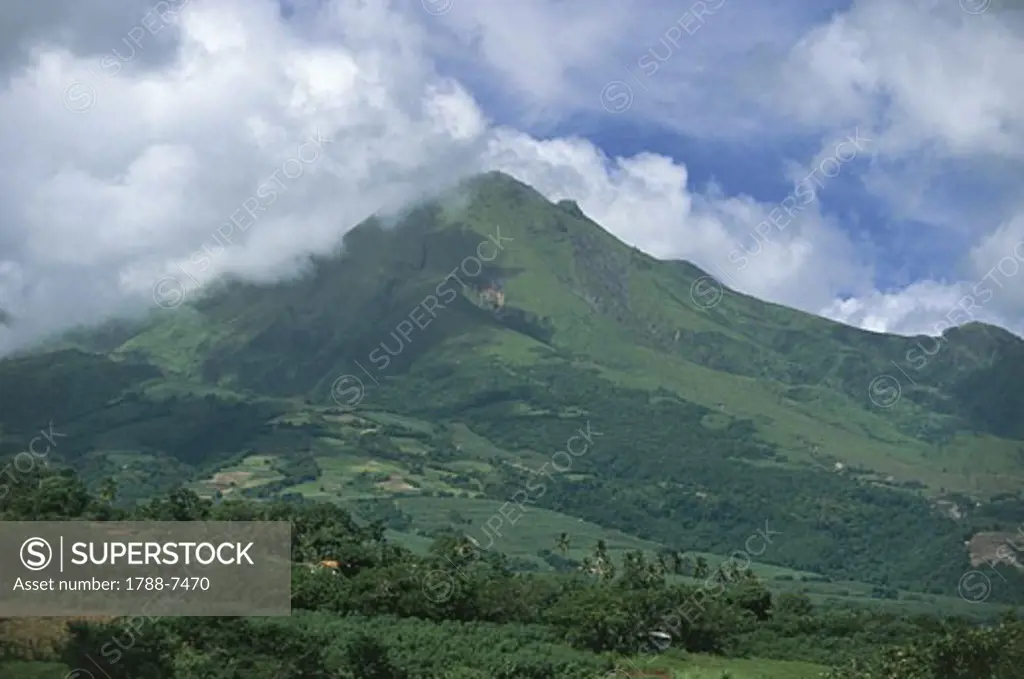 Clouds over mountains, Mt. Pelee Volcano, Martinique