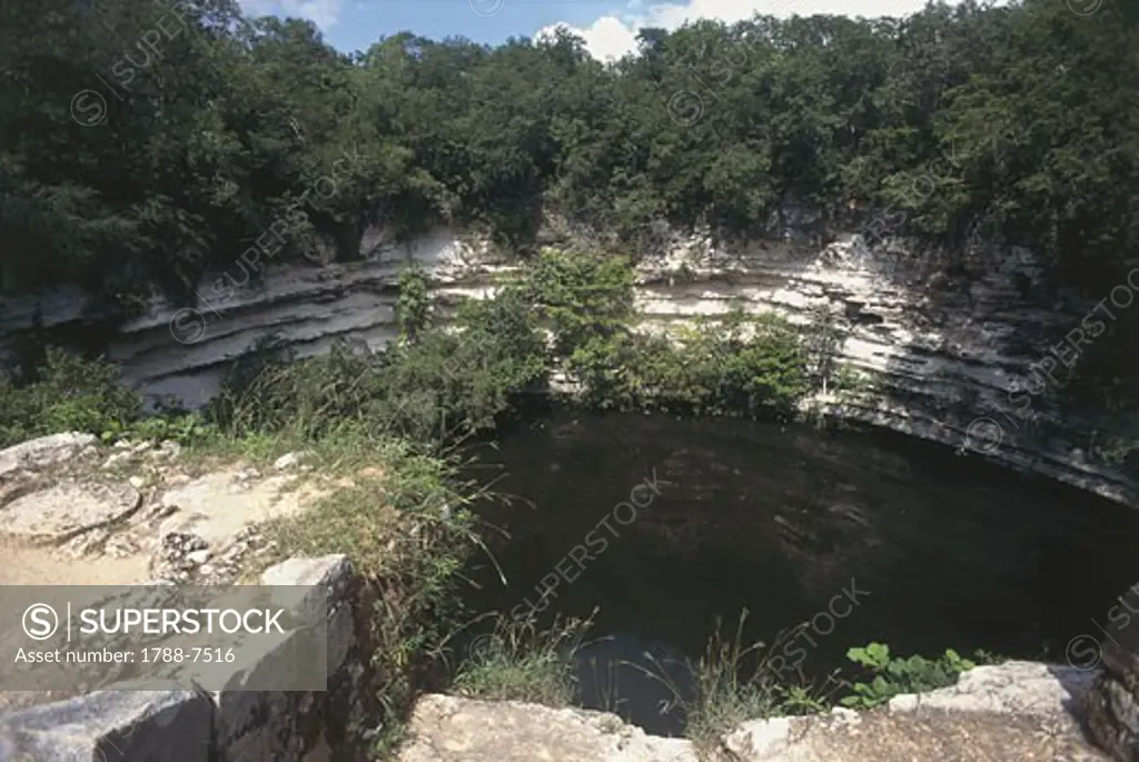 High angle view of a pond, Chichen Itza, Yucatan, Mexico