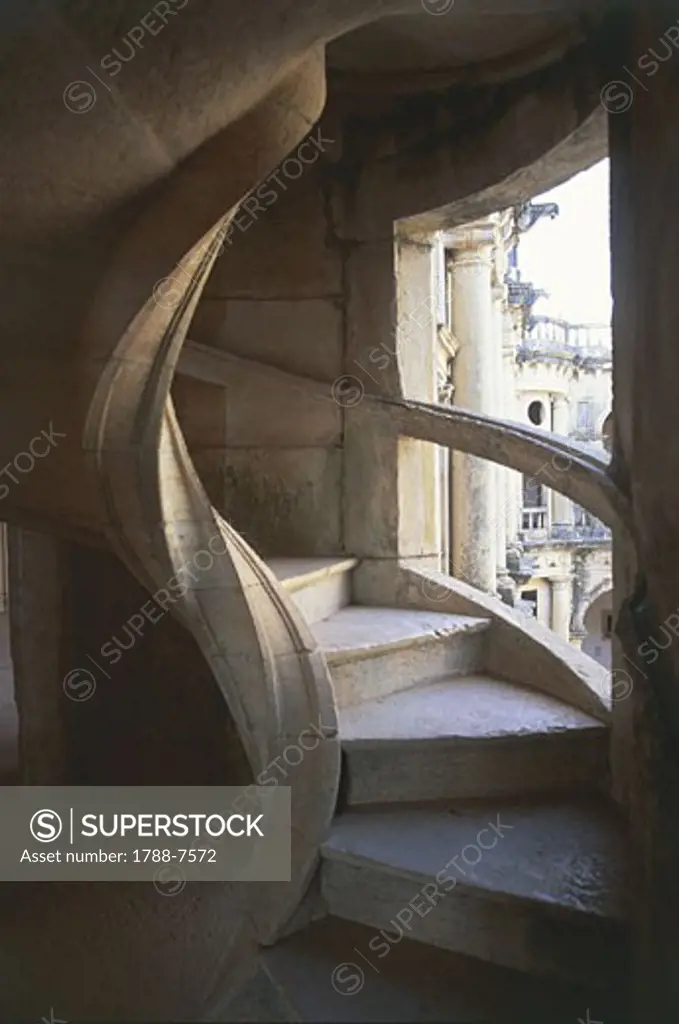 Portugal - Tomar. Staircase at Convent of Christ. UNESCO World Heritage List, 1983